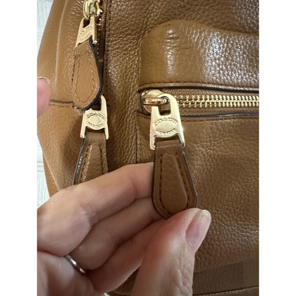 Coach Charlie Pebble Leather Backpack F30550 Saddle Brown Tan Size Med Large - Picture 5 of 11